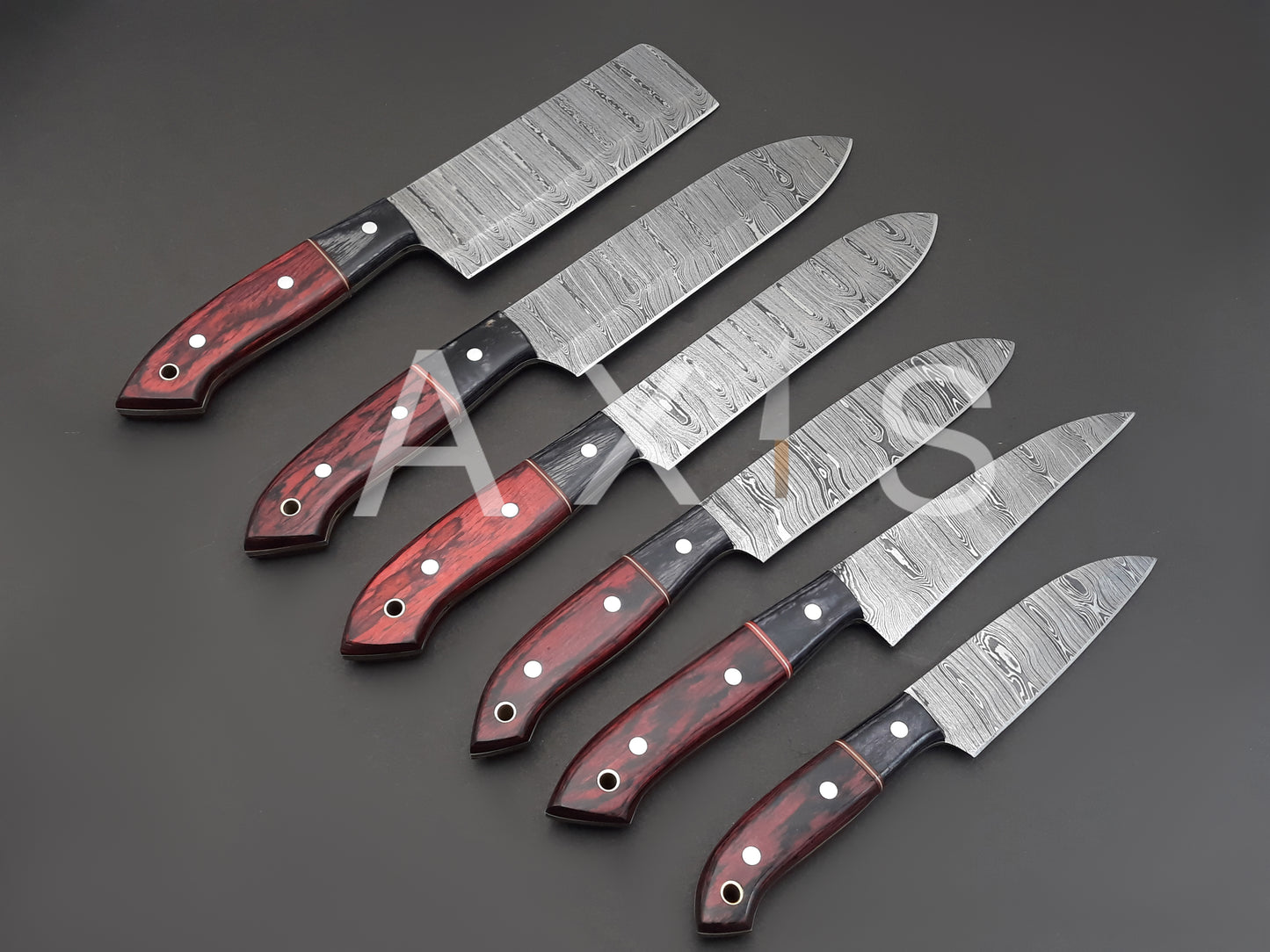 Damascus Chef Knife, Damascus Knife Set, Handmade Knife, Knife Making, Christmas Gift, Knife Set, Damascus Chef Set, Kitchen Knife Set
