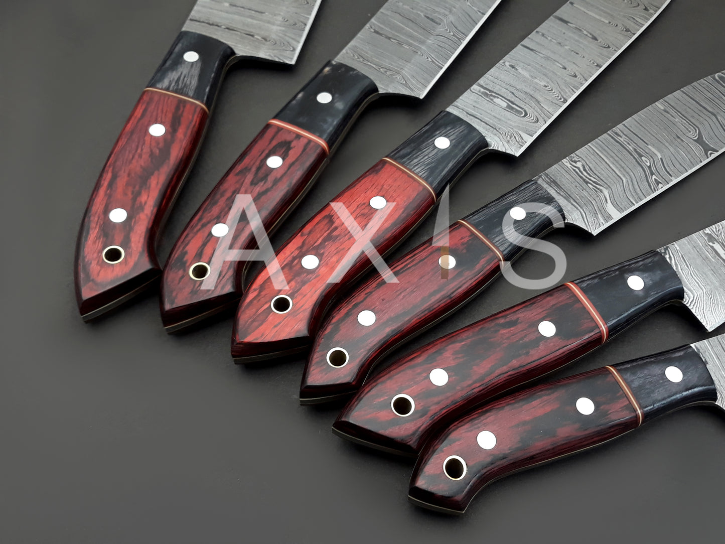 Damascus Chef Knife, Damascus Knife Set, Handmade Knife, Knife Making, Christmas Gift, Knife Set, Damascus Chef Set, Kitchen Knife Set