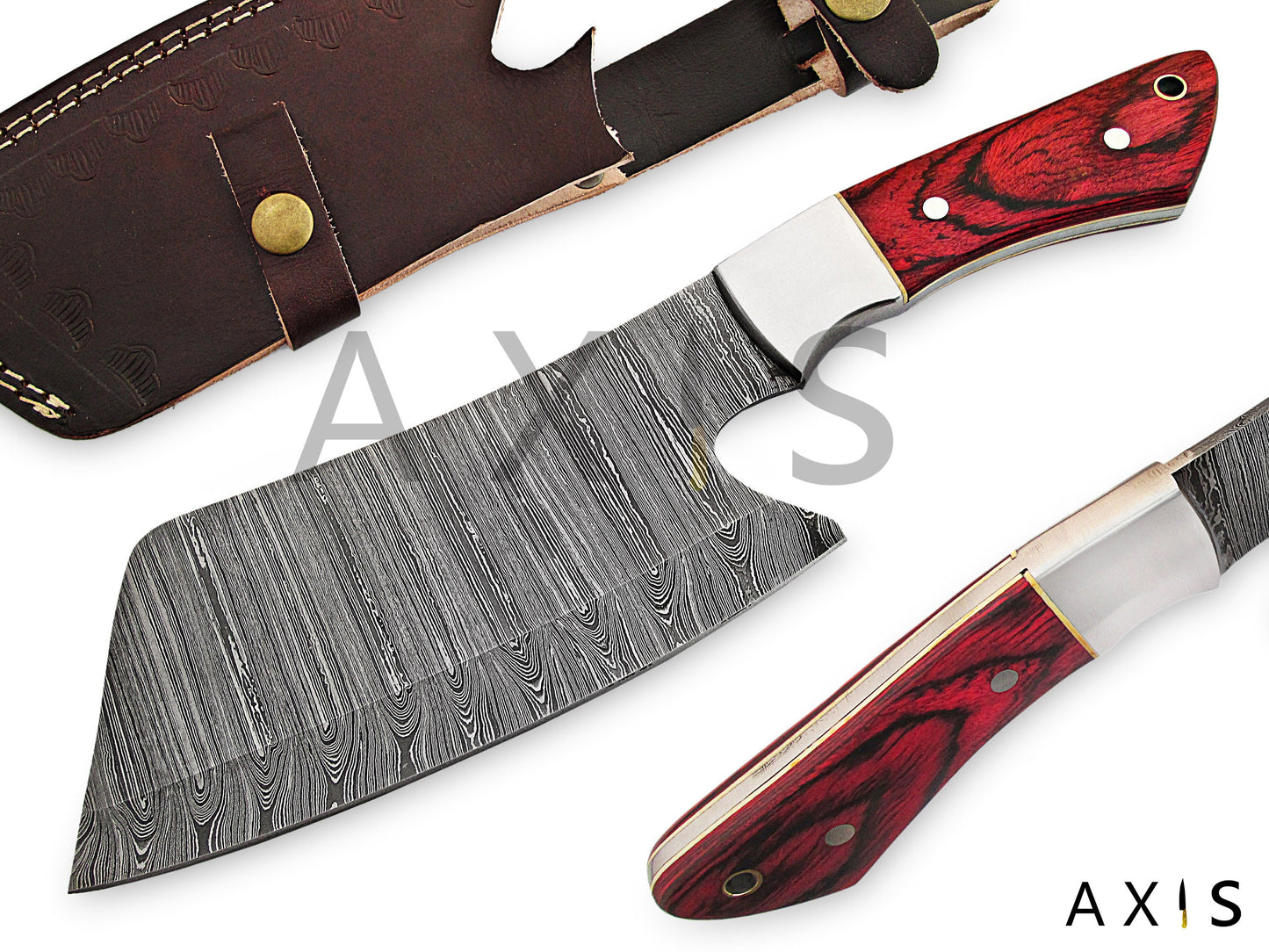 Damascus Steel Knife, Mongolian Cleaver, Cleaver Knife, Handmade