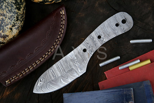 Blank Blade, Damascus Steel, Hunting Knife, Hand Made, Hand Forged, Christmas Gift, Anniversary Gift, Chef Gift, Knife, Camping Knife