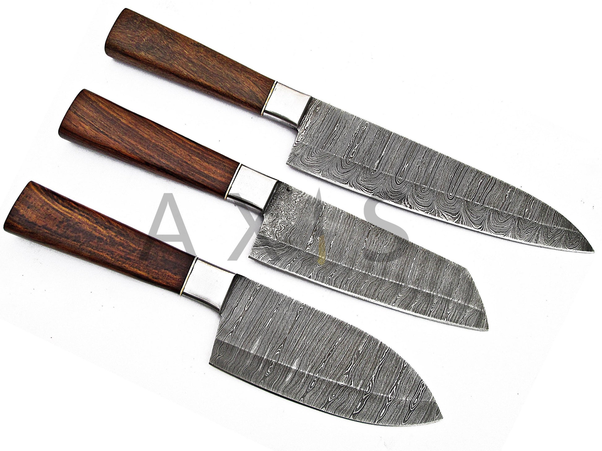 Wildrose - Damascus 5 Piece Chef Knife Set & Leather Roll – Forged
