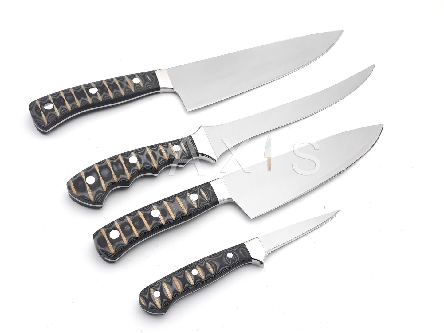 Kitchen Knife Set 4pc |12c27 Stainless Steel Chef Knife set | Chef Knife Set |Handmade & Hand-forged |Anniversary Gift |Butcher Knife | Axis Knives Company