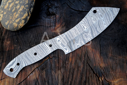 Blank Blade, Damascus Steel, Camping Cleaver, Handmade Knife, Hand forged Knife, Christmas Gift, Anniversary & Chef Gift