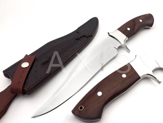 Bowie II | Handmade |Hand-forged |Hunting Knife | Camping | Combat Bowie knife | Christmas & Anniversary Gift| Hand-Tooled Cow hide Leather Sheath